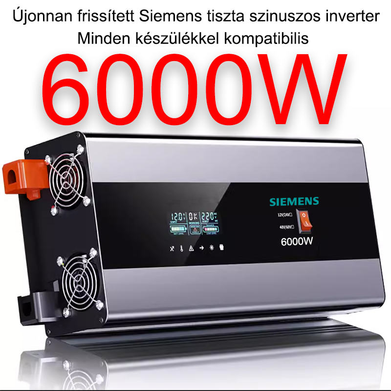 6000 W-os tiszta szinuszos teljesítmény átalakító.