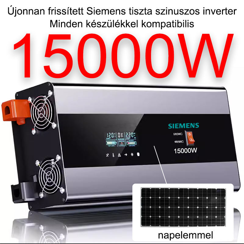 15000 W-os tiszta szinuszos teljesítmény átalakító.